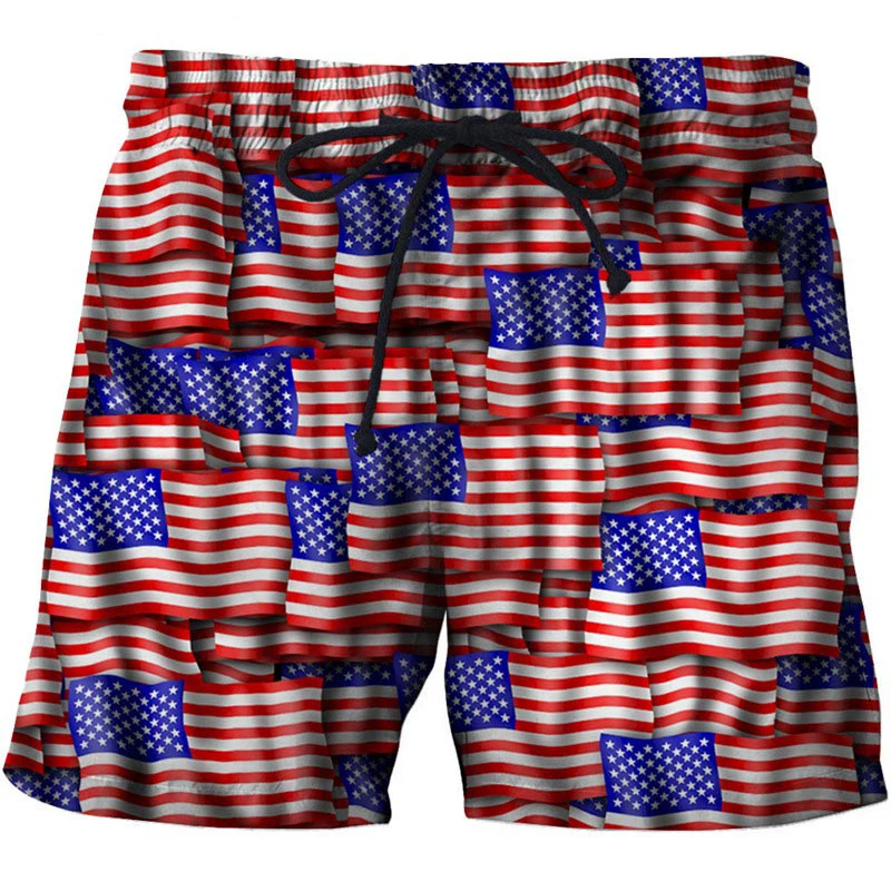 

Anfilia Men's Swimwear American Flag Beach Shorts Swimwear Briefs Men's Swimwear Trousers Sea Shorts Bottoms American Flag Short
