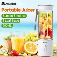 augienb 500ml electric fruit juicer glass handheld mini portable smoothie maker blenders mixer usb rechargeable for home travel