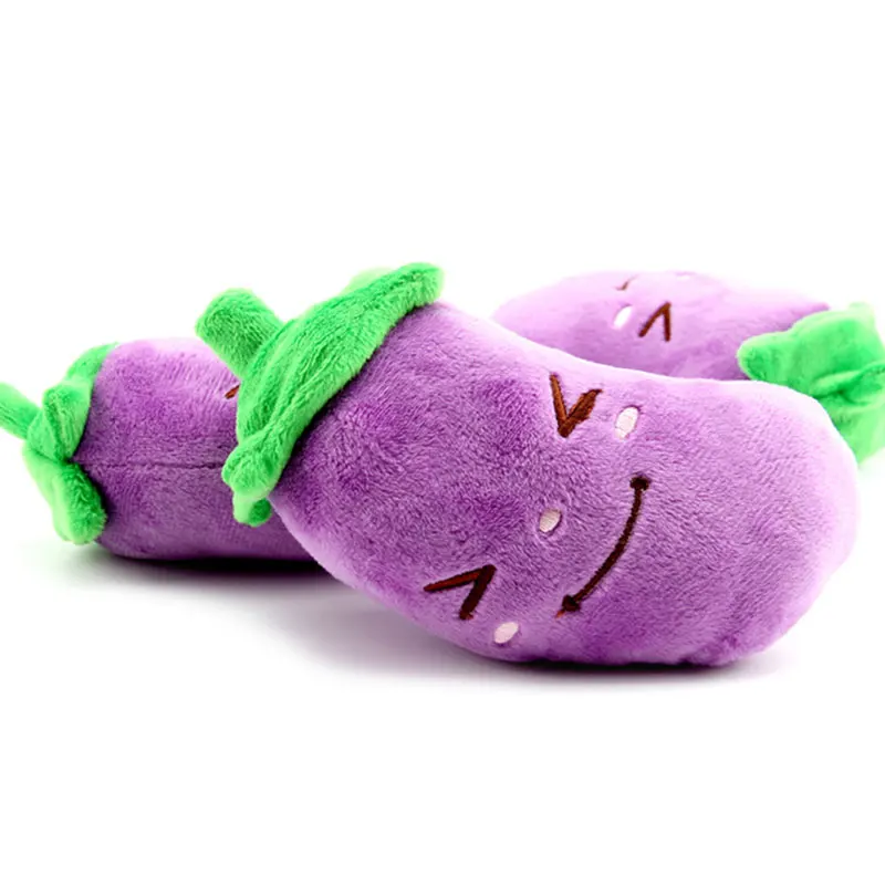 Плюшевая игрушка для домашних животных с пищащими баклажанами собак кошек