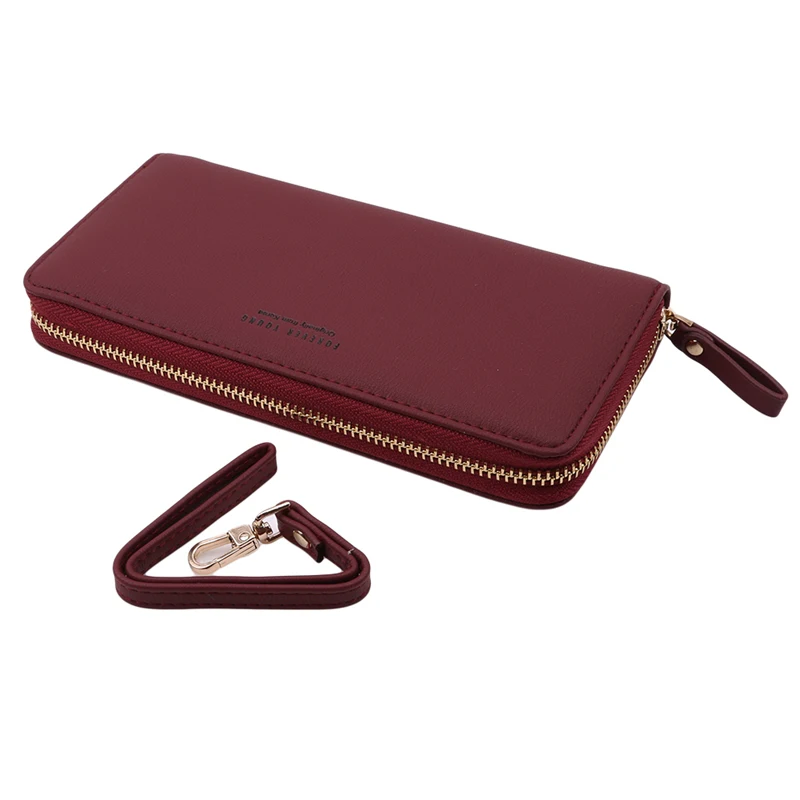 

Fashion Simple Style Women Wallet Wrist Handle Phone Case Long Section Money Pocket Pouch Handbag Women's Purse Card Holders