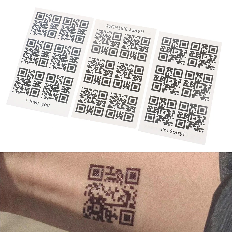 

1 шт. креативная любовь QR-код искусственная фотонаклейка с татуировкой для мужчин женщин мужчин влюбленных взрослый наручный боди-арт
