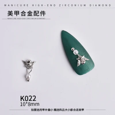 K022 Серебряный 5 шт. Птица/Сердце/Любовь Купидон дизайн ногтей циркон Длинная цепочка Кулон Ювелирные изделия ногтей циркон алмаз ногтей циркон украшения - Цвет: K022