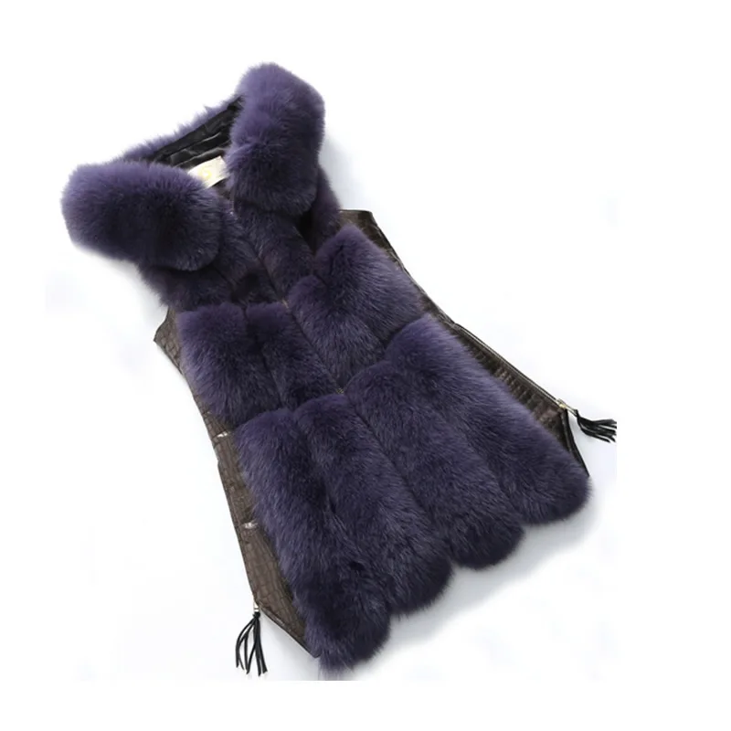 Европейский стиль искусственный мех женский жилет пальто элегантное верхняя