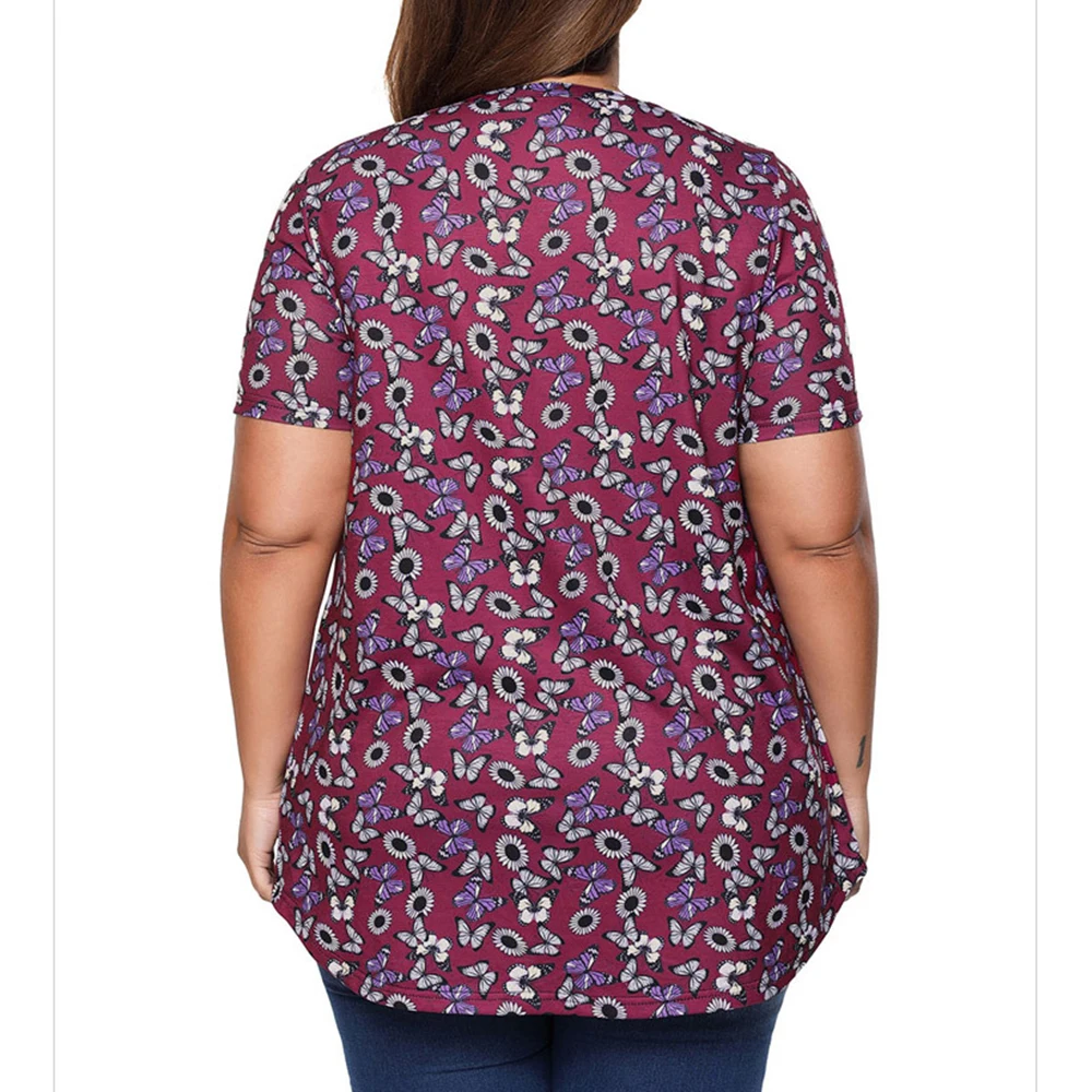 Большие размеры блузка с цветочным принтом большие женские рубашки модные топы