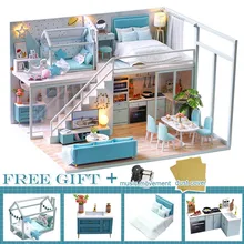 DIY DollHouse Wooden Doll Houses Miniature Doll House Furniture Kit Toys Casa for Children Christmas Gift Doll Furniture Cottage
