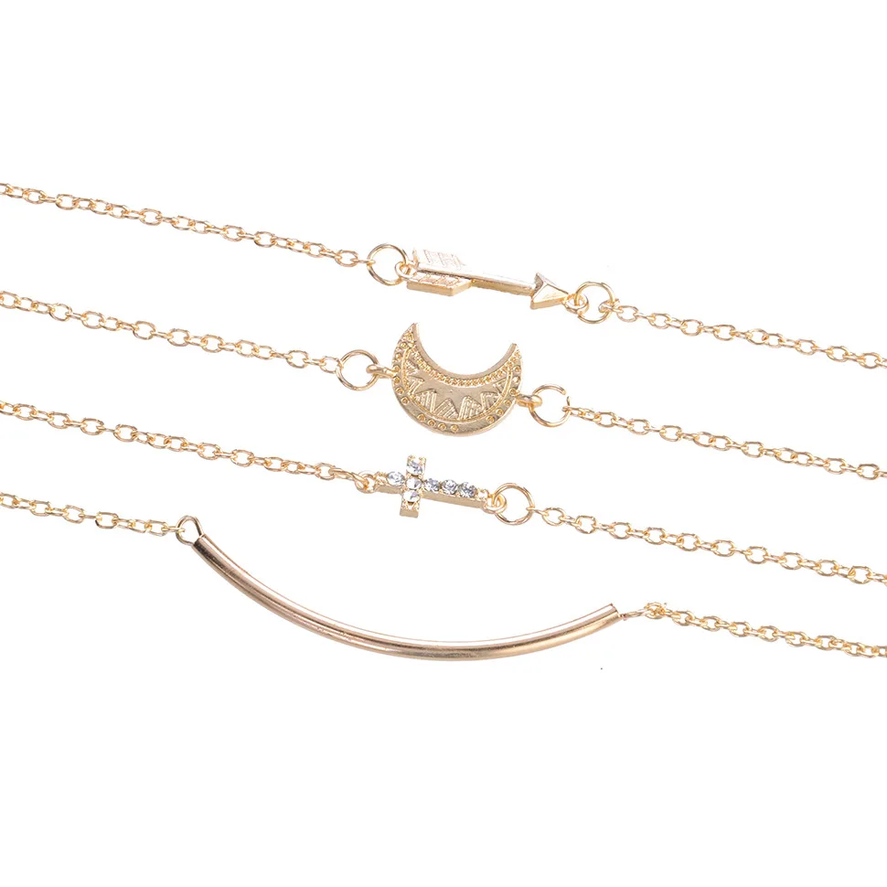 4 шт./компл. новый браслет в стиле бохо с цирконом крест тотем полумесяц туба