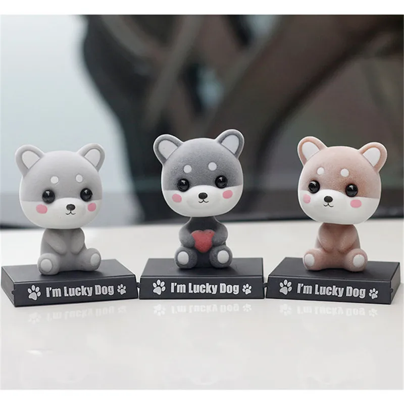 

Cute Flocking Shiba Inu Shaking Head Doll Car Decoration Mobile Phone Hold Auto Interior Decoration Car Goods Accessories