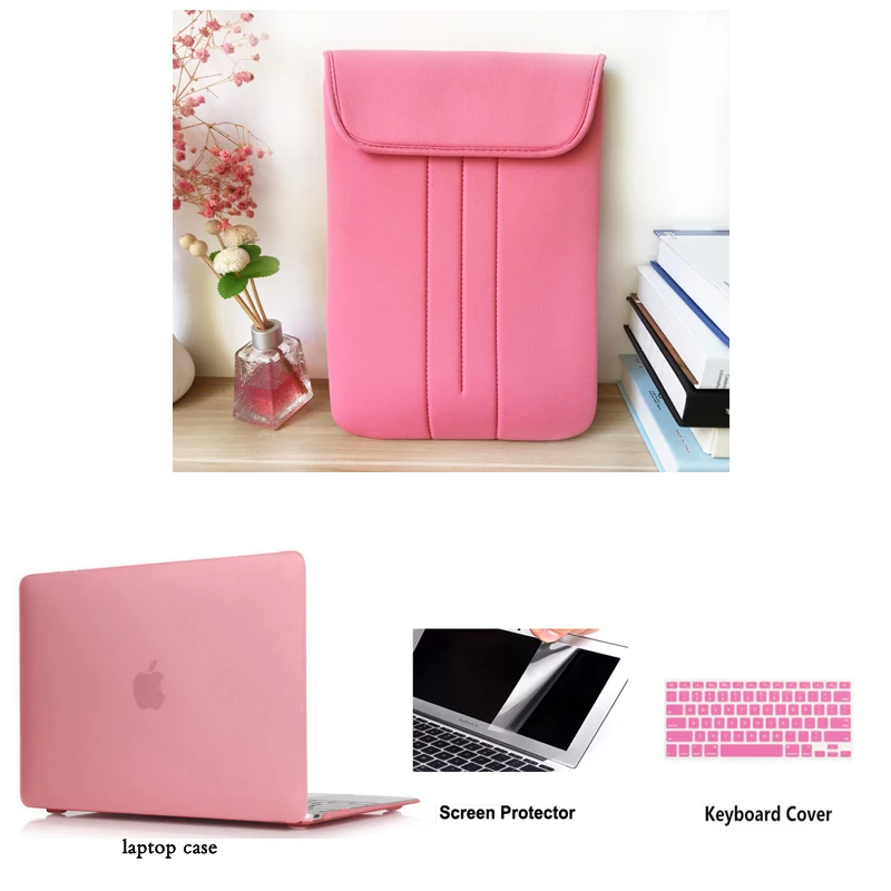 Прорезиненный жесткий чехол + сумка экран Protetctor для Macbook Air11 13 Pro 15 Retina 12 дюймов