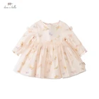 DBZ16656 dave bellaвесеннее милое Сетчатое платье с рисунком для маленьких девочек детское вечерние чное платье Детская одежда в стиле Лолита 2 предмета