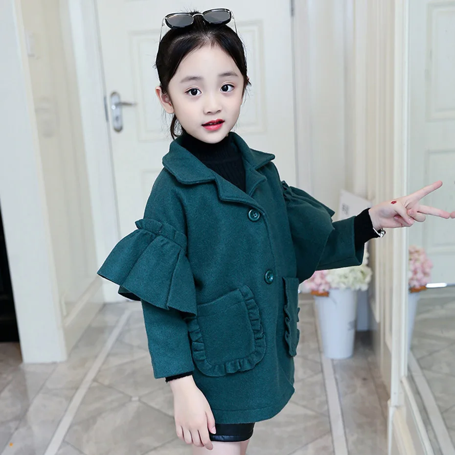 Куртки для девочек верхняя одежда однотонное пальто детская ветровка с
