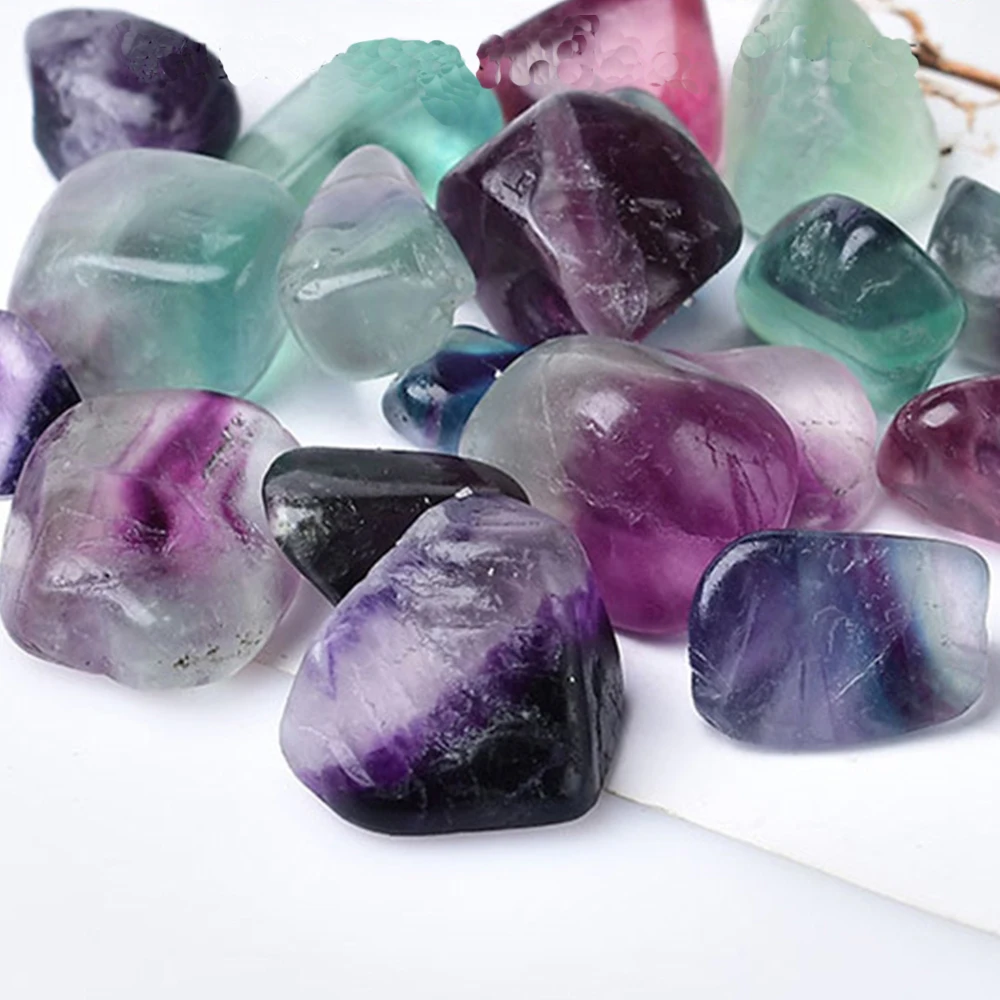 

Natural Colorful Rainbow Fluorite Polished Tumbled Stone Healing Crystals Gemstone Mineral Specimen Home Decor