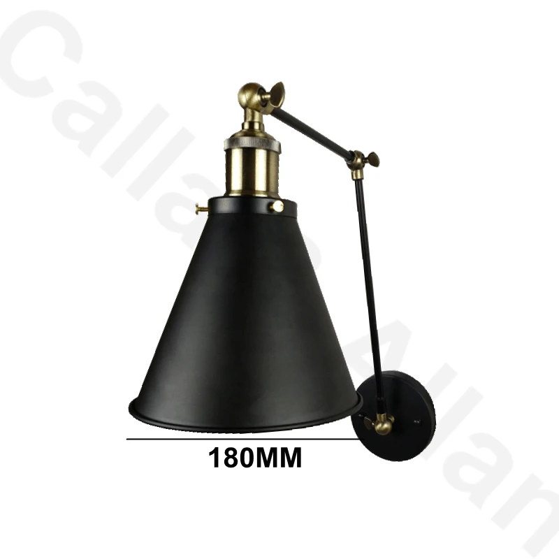 Бесплатная доставка Черный Железный Абажур настенный светильник с двойным