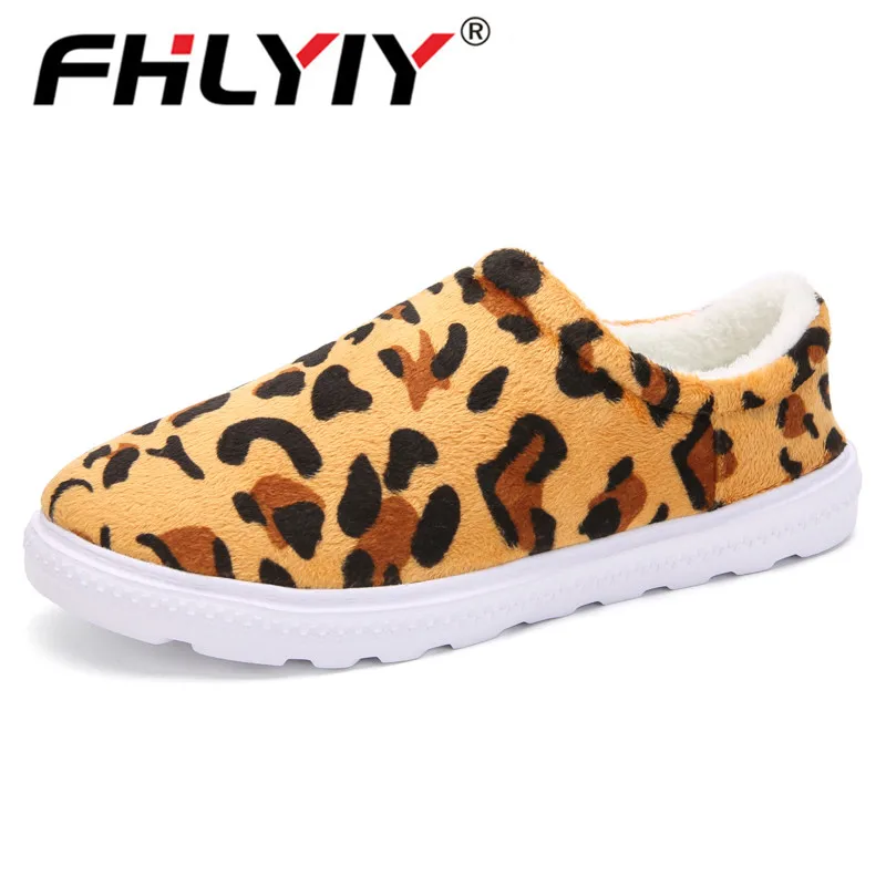 Fhlyiy/леопардовые домашние тапочки теплые мужские удобные на плоской подошве