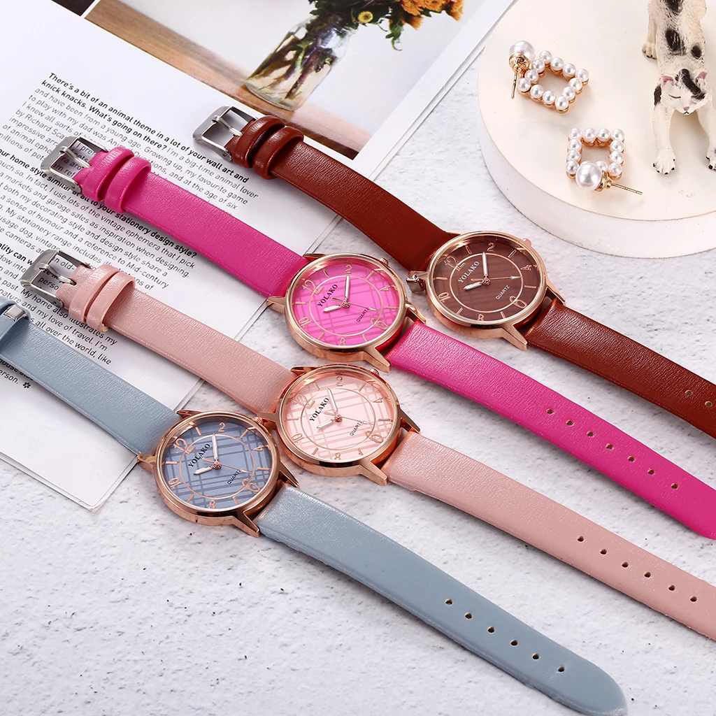 

YOLAKO Women Watches reloj mujer 2020 Luxury Leather Watch Casual Ladies Watch Wristwatches Clock for girls Relogio Feminino