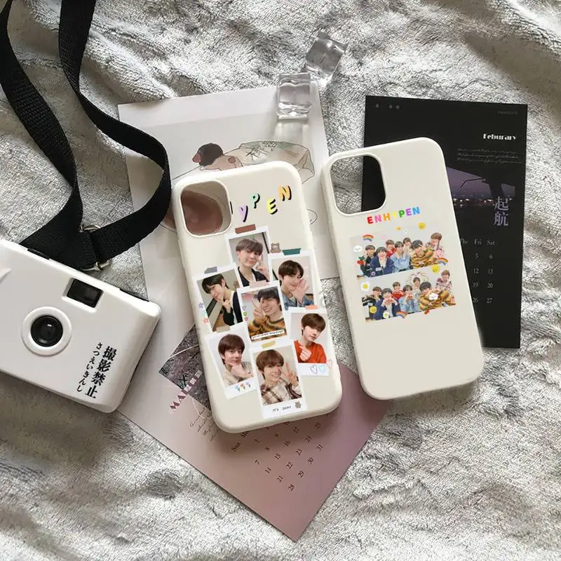 

enhypen kpop boysgroup Phone Case Candy Color for iPhone 6 7 8 11 12 s mini pro X XS XR MAX Plus