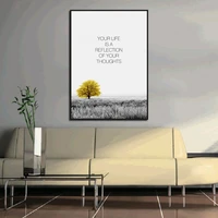 nordic modern life quotes canvas painting interior grass gold tree landscape poster wall art decor pictures for room home