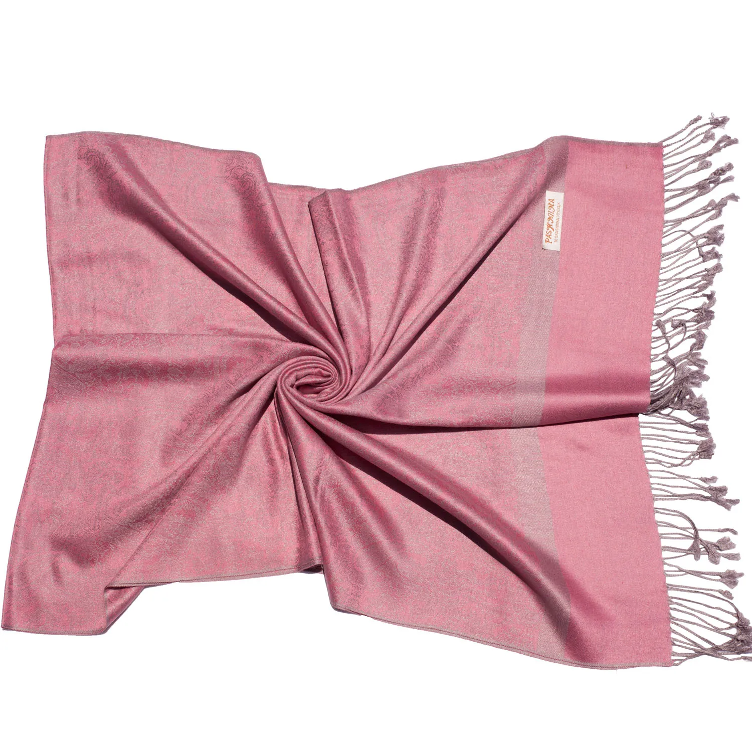 Pashimina Silk Scarf Paisley Jacquard Autumn Warp Winter Shawl Cashmere Hijab Long 2 Tones Soft High Quality Gift Pink Gray |