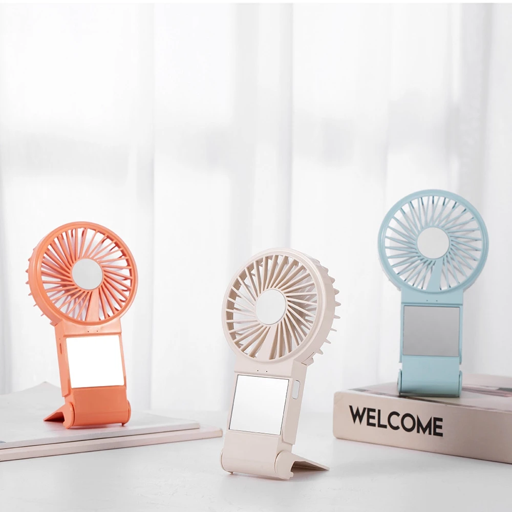 

Multifunctional handheld small fan mini portable usb rechargeable makeup mirror bracket small electric fan Electric Cooling Fan