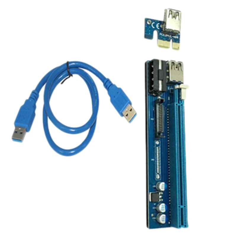 

Pci-E 1X to 16X Adapter Card, 4Pin+Sata Dual Interface Mining Cable Special Adapter Card Compatible with Win7/8/10