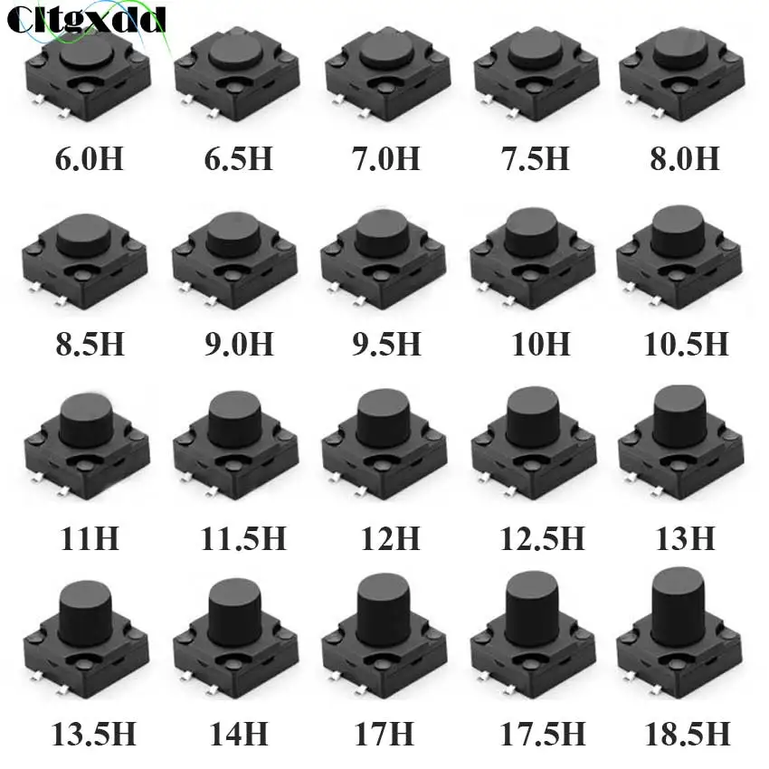 

Cltgxdd 20 моделей 12*12 Tach Тактильный кнопочный переключатель 4Pin SMD Микропереключатель 12x12x 6/7/8/9/10/11/12/13 /14 /15/16/17/18 мм