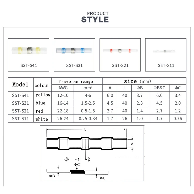 Водонепроницаемая сварочная герметичная термоусадочная Стыковая и Клеммная