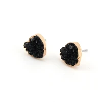 1 pair european druzy resin stud earrings for women heart earrings female jewelry statement gifts j285