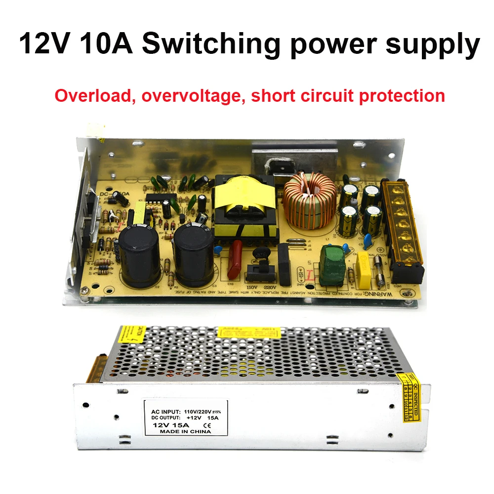 Трансформатор напряжения от AC110V/ 220V до DC12V 15A 180W блок питания для системы