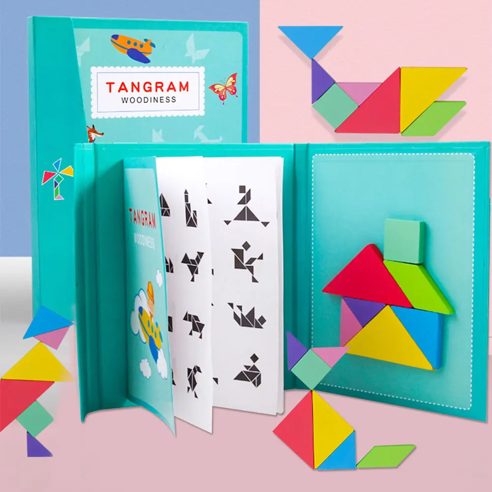 

New Kids Magnetic 3D Puzzle Jigsaw Tangram Thinking Training Game Baby Montessori Learning Educational Wooden Toys for Children