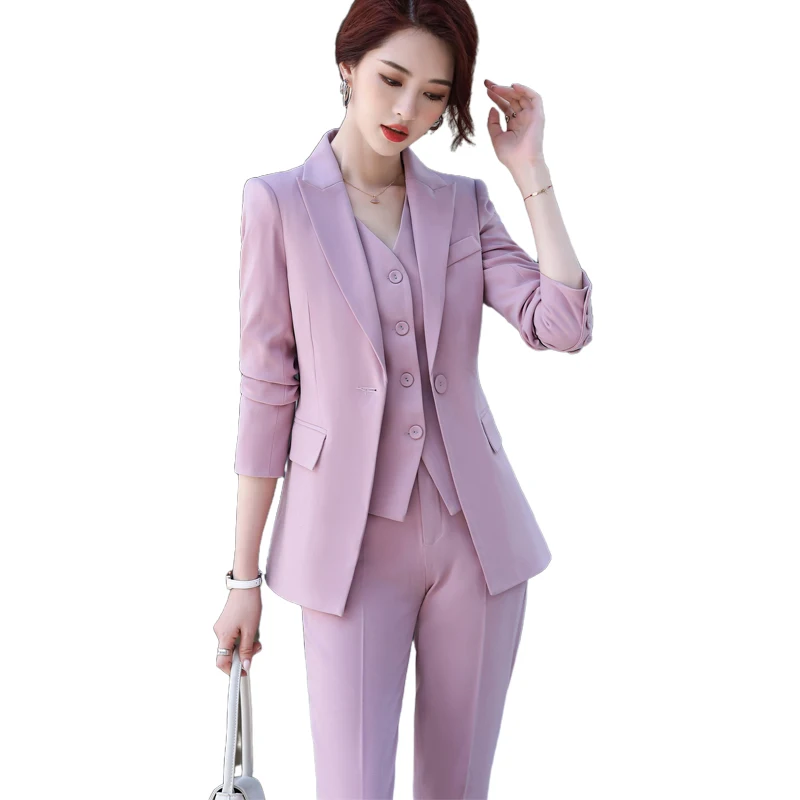 Женский комплект из 3 предметов Lenshin модный жилет брючный костюм Офисная Женская