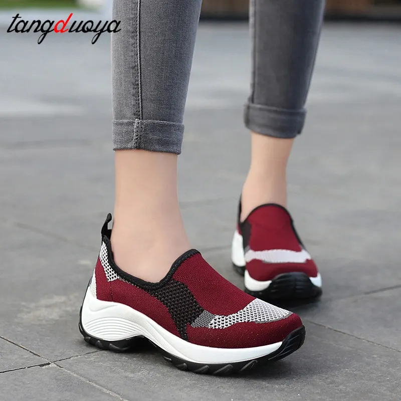 Casual Shoes Women Sneaker Leisure Women's Outdoor Mesh Soft Bottom Sports Vintage Solid Slip On Breathable Sneakers | Спорт и