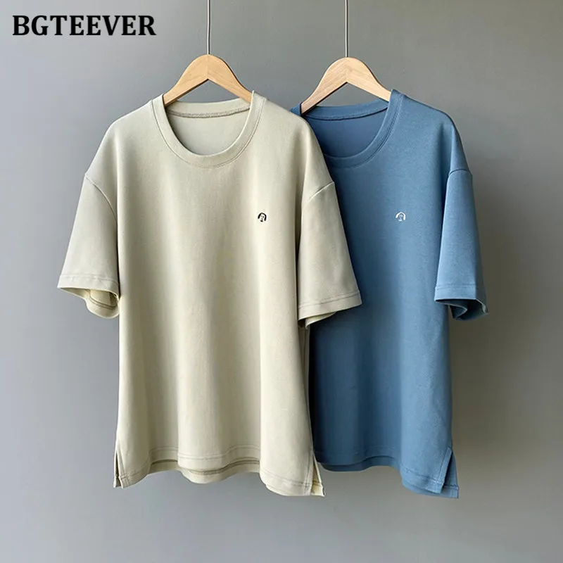 

BGTEEVER Summer Ladies 2 Pieces Sweatshirt Set O-neck Short Sleeve Tops & Elastic Waist Lace-up Shorts Casual Women Tracksuits