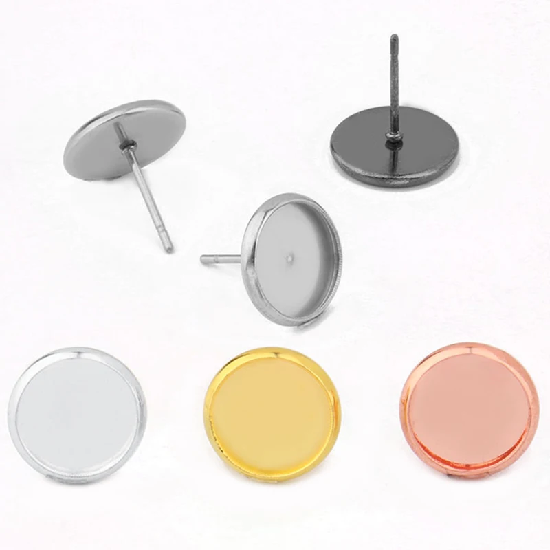 30 штук в партии 304 Нержавеющая сталь пустой пост серьги гвоздики с база шпильки