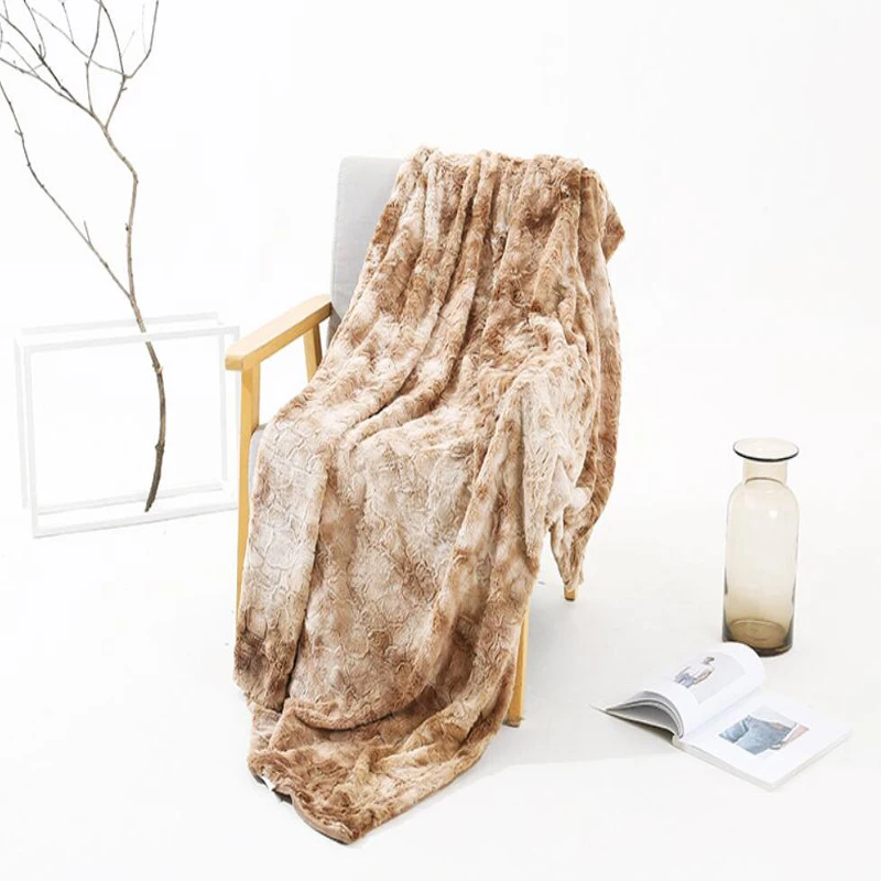 

Faux Fur Bed Sofa Blanket Fluffy Blanket Soft Plush Bed Cover Blanket Fluffy High Quality New Bedding