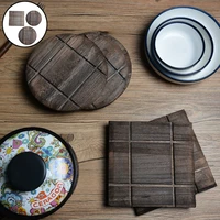 wooden kitchen trivets mats and hot pads for hot dishes dining table vintage square round wood heat resistant absorbent potmat