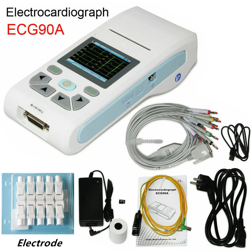CONTEC ECG90A портативный ручной 12 канальный 3/6/12-lead сенсорный экран ЭКГ машина