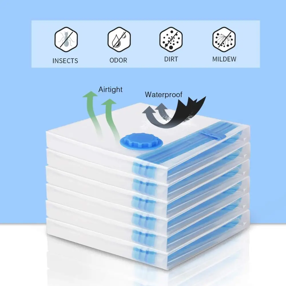

Reusable Vacuum Storage Bag for Clothes Clear Edge Organizer Compressed Saving Package Travel Storage Bag With Hand Pump