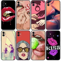 fashion girl sexy lips phone cases for iphone 11 pro max case 12 pro max 8 plus 7 plus 6s iphone xr x xs mini mobile cell women