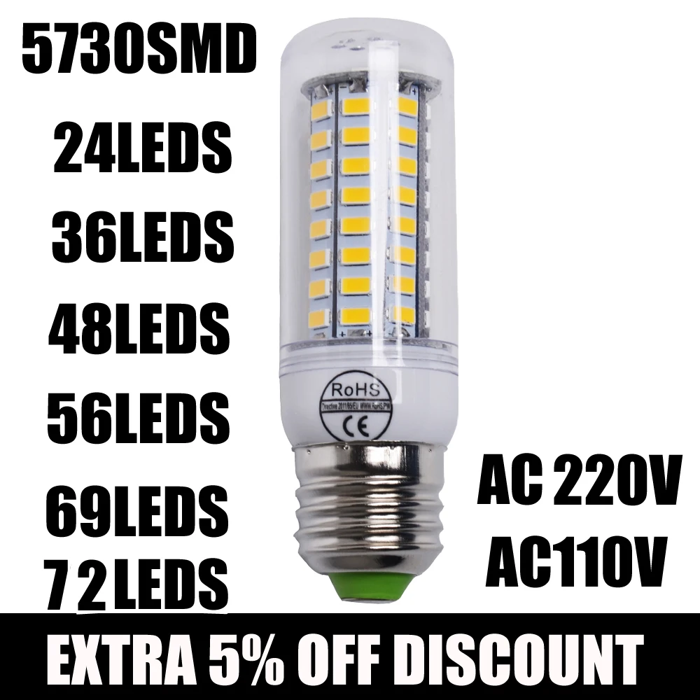 LED Light E14 E27 Bulbs lamp bulb 220v decorative Filament Candle Bulb 360 Degree Lamp Indoor Decor|corn led|led e27candle light |