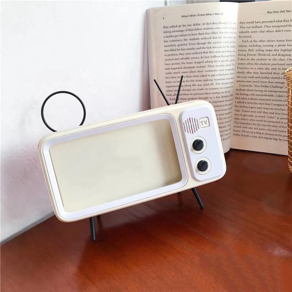 3 in 1 desktop phone stand base with 1500mah battery bluetooth speaker mini tv style for 4 7 6 2 inch holder for iphone 12 pro free global shipping