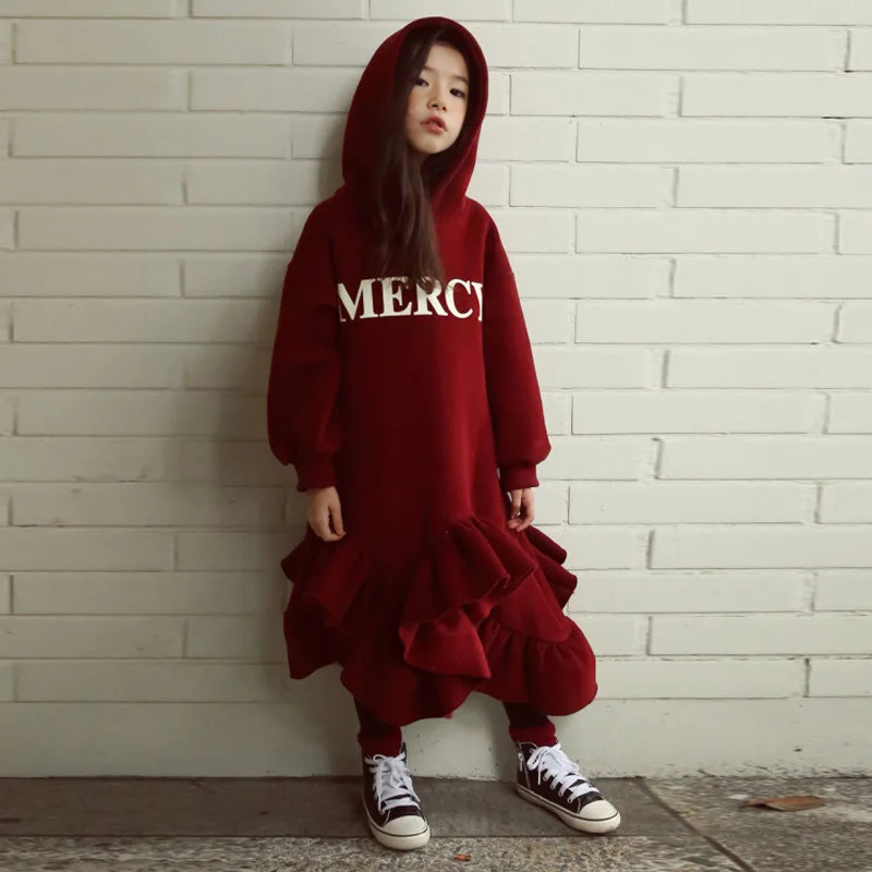 Новое платье для маленьких девочек осень-зима 2020 Детское плотное флисовое