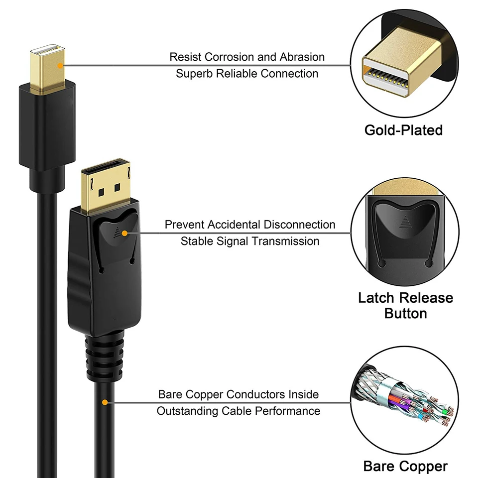 Navceker 4K @ 144Hz Thunderbolt Mini Displayport to 1 4 кабель адаптер DP конвертер Кабель MacBook|Кабели VGA| |
