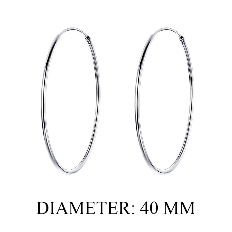40MM BAMOER, большие серьги-кольца для женщин, Стерлинговое Серебро, 925 ювелирное изделие, женские модные серьги 39 мм, хорошее ювелирное изделие SCE598 - Цвет камня: 40MM