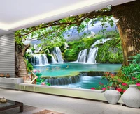 3d customize wallpapers for bed room big tree forest waterfall 3d wallpaper photo mural background wall