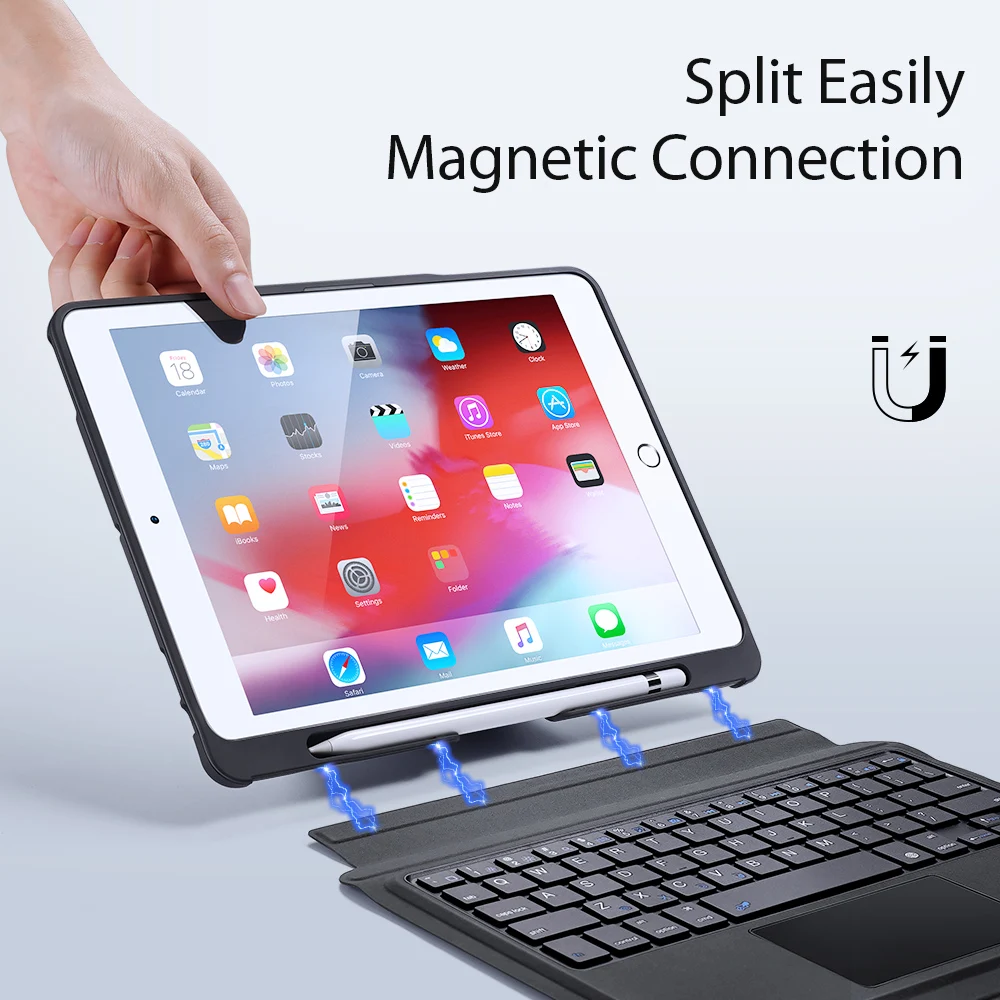 

Чехол для iPad 2019 iPad 10,2 7-го поколения для 2017 iPad Pro 10,5 Air 3 Bluetooth совместимая клавиатура Магнитный чехол с сенсорной панелью