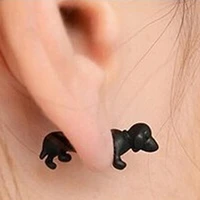 50 hot saleswomens mens cute lovely black dog ear stud animal puncture piercing earring