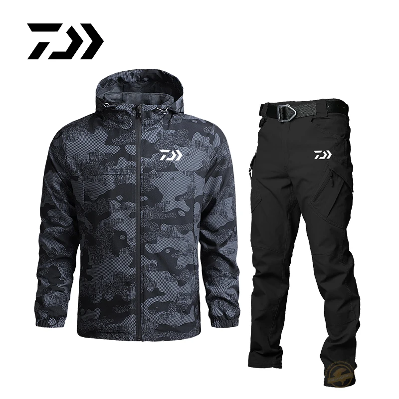 

Мужской осенне-зимний спортивный водонепроницаемый рыболовный комплект Daiwa, одежда для рыбалки, дышащие походные спортивные костюмы с курт...