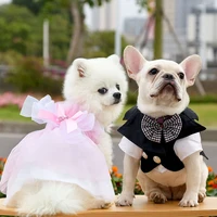 pet clothes cat wedding dress bridegroom wedding suit bow tie summer princess skirt for small dogs cat costume ropa para perro