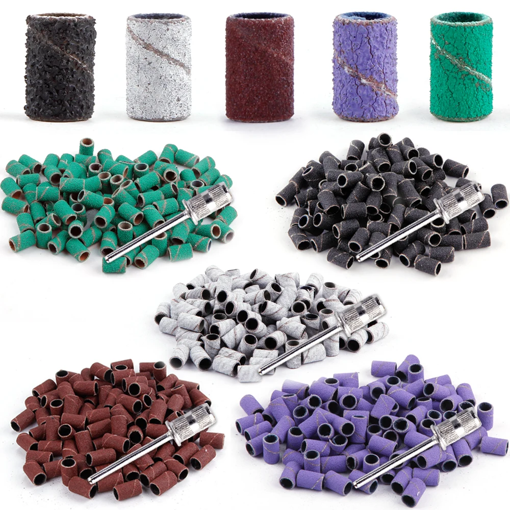50/100Pcs Nail Drill Bits Sanding Bands Manicure Electric Nail Sander Tips Gel Polish Remover Pedicure Cutter Nail Sanding Cap