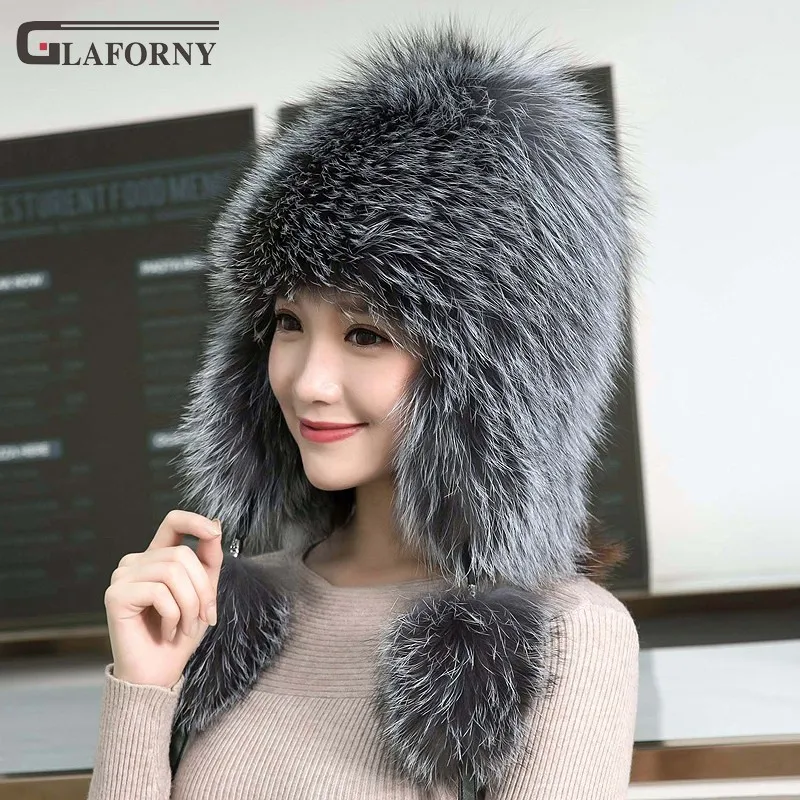 Glaforny шапка из лисьего меха женская зимняя корейская мода утолщенная теплая большая шапка, закрывающая уши меховые женские шляпы Lei Feng