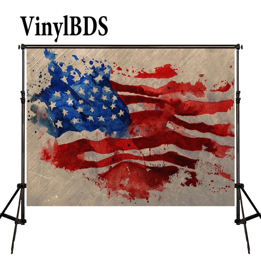 

VinylBDS 5x7ft День Независимости фон американские звезды и полосы фон винтажные деревянные доски граффити фон для студии